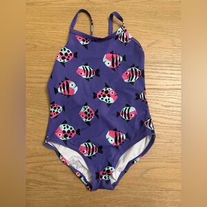 Hanna Andersson Purple Fish Print One Piece Swimsuit